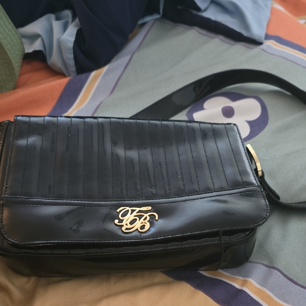 Ted Baker Black Patent Leather Shoulder Bag